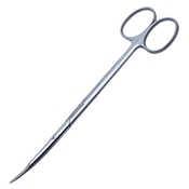 Ragnell Dissecting Scissors Curved Blunt Blades With Special Flat Points for Dissecting the Skin Overall Length  6 1/4" (150mm) Known As Kilner Ragnell With Precision Two Tone Finish Country Of Origin Germany 